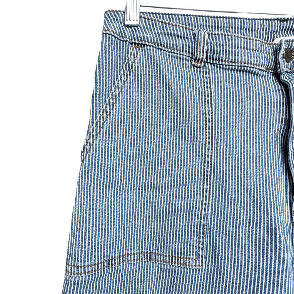 Universal Thread Striped Wide Leg Crop Jeans Blue Railroad Utility Size 12 - Picture 5 of 7